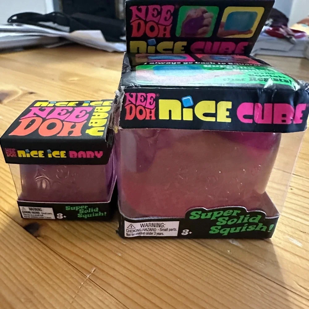 NeeDoh Nice Cube and Nice Ice Baby Purple Squishy Fidget Toy Set Schylling
